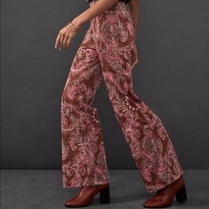 Anthropologie Maeve Metallic Floral Fore Pants